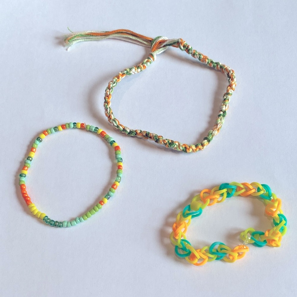 Hand Crafted Bracelets Set of 3 Bracelets Mixed Materials